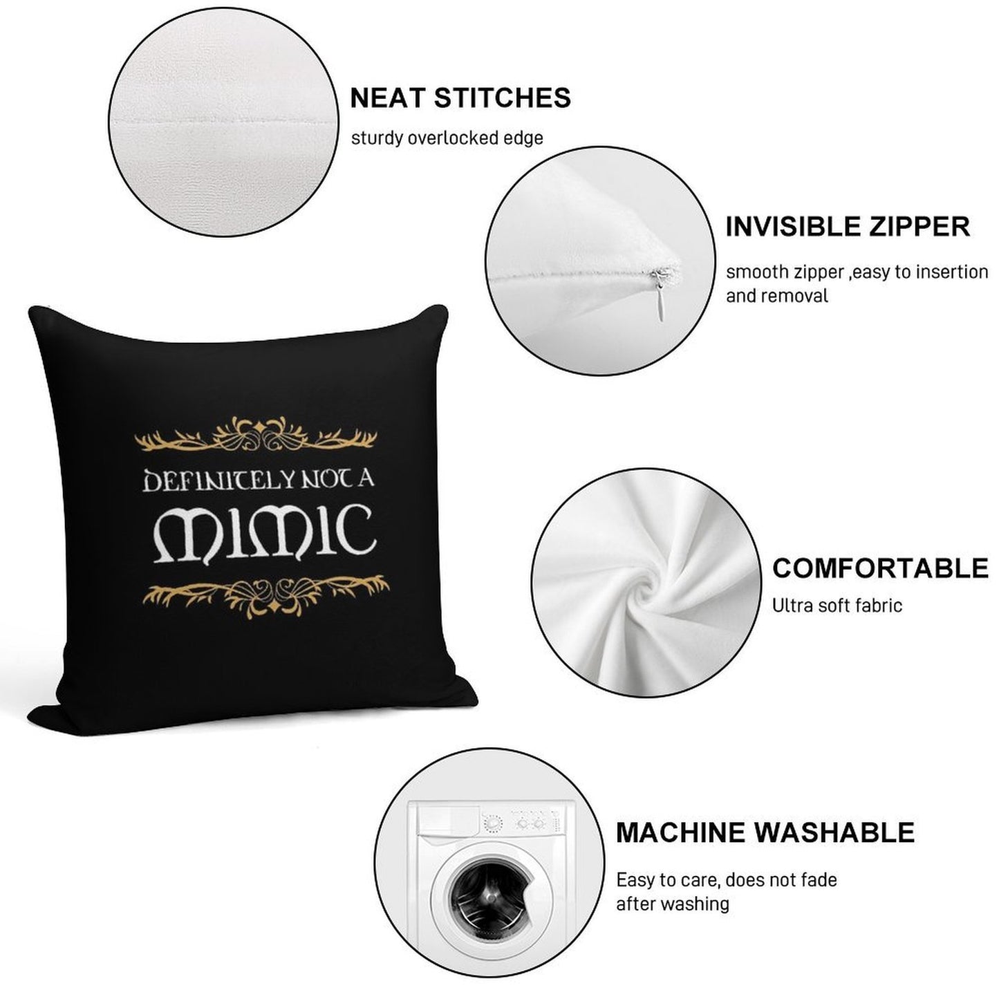 Definitely Not A Mimic Tabletop RPG Addict Soft Easy Maintenance Throw Pillow