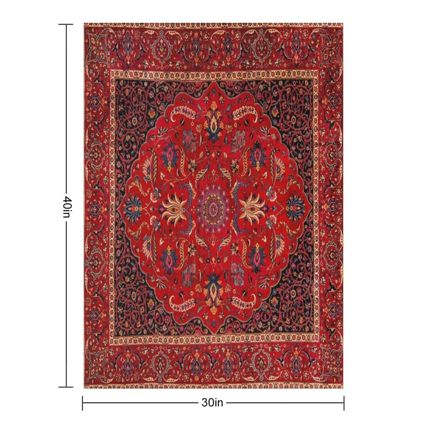Red Persian Rug Throw Blanket