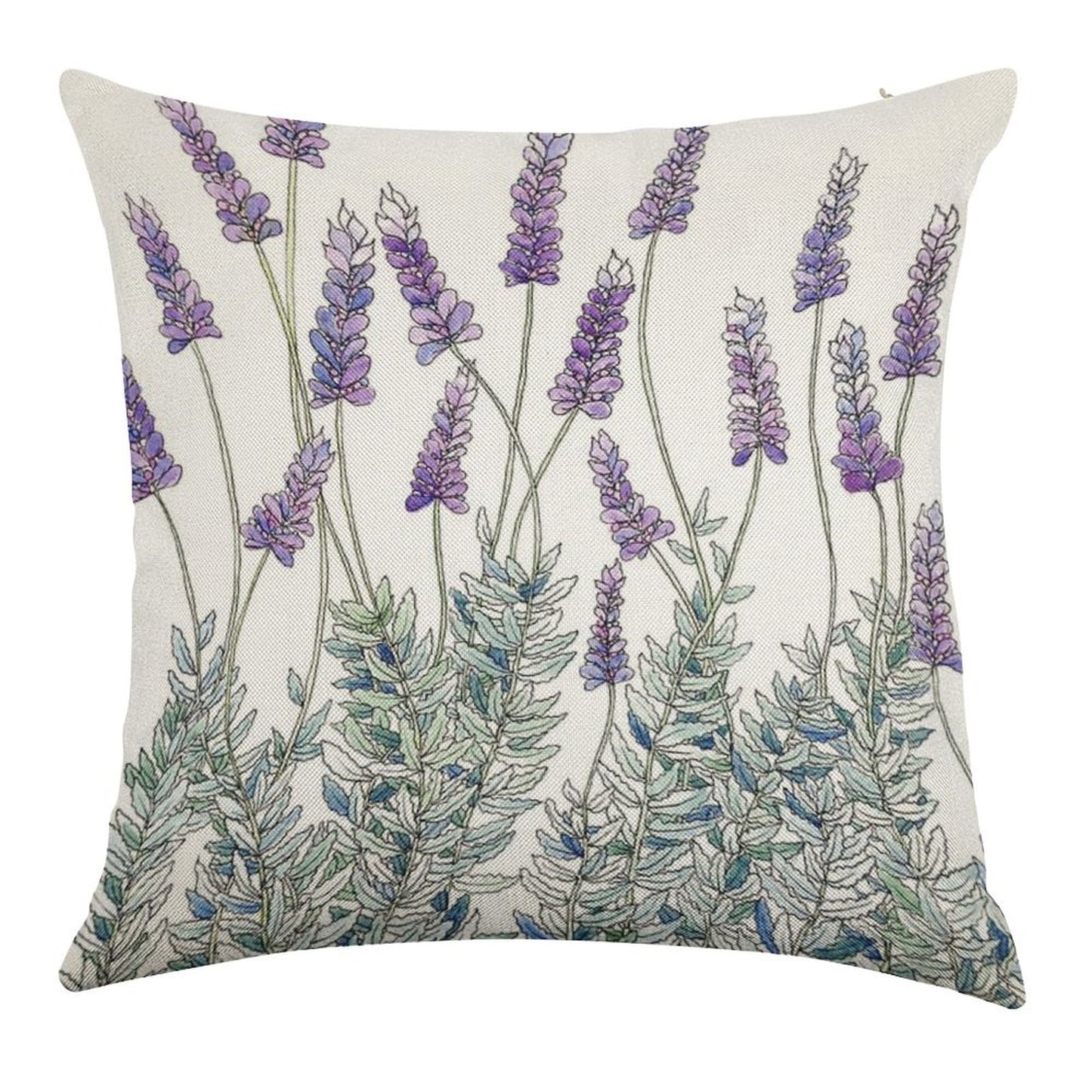 Lavender, Illustration Linen Throw Pillow Cover