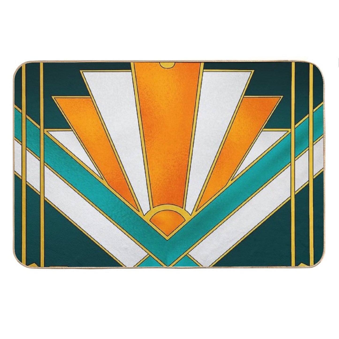 Orange And Green Art Deco Bath Mat
