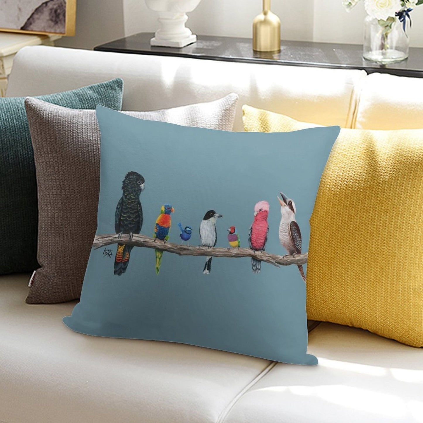 Australian Birds Soft Washable Throw Pillow