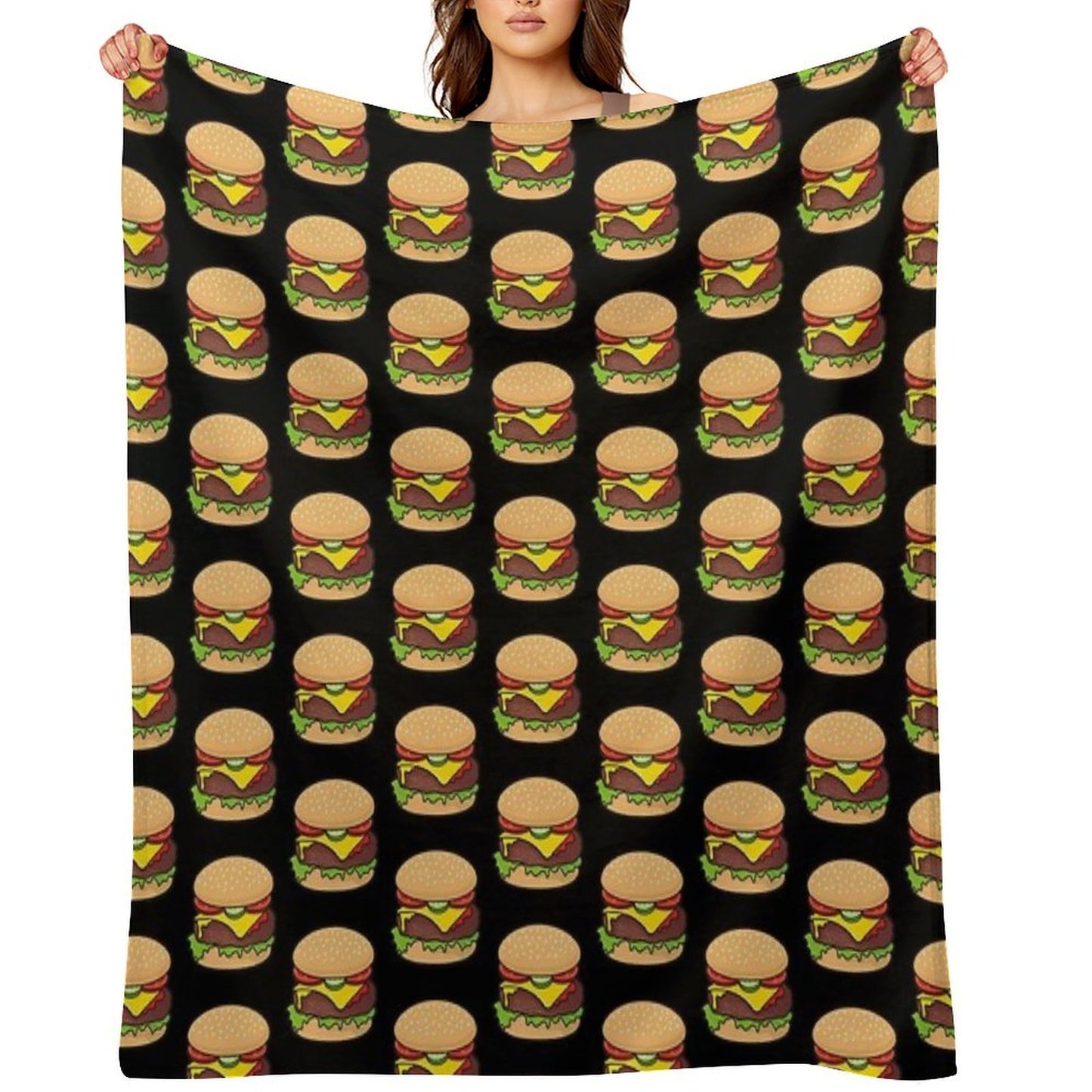 Cheeseburger Pattern Throw Blanket