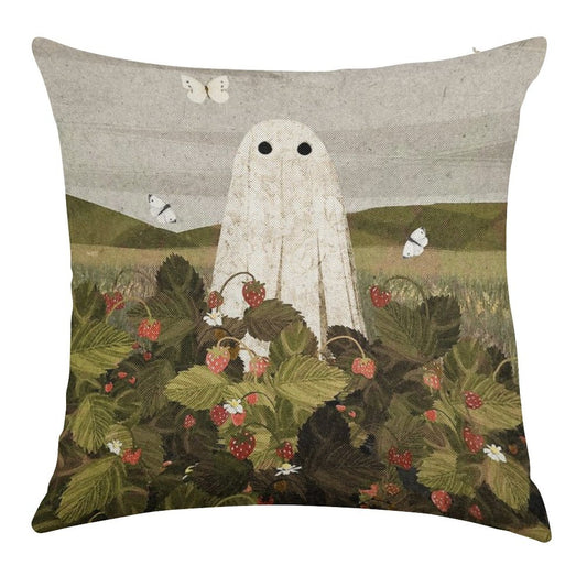 Strawberry Fields Linen Throw Pillow Cover