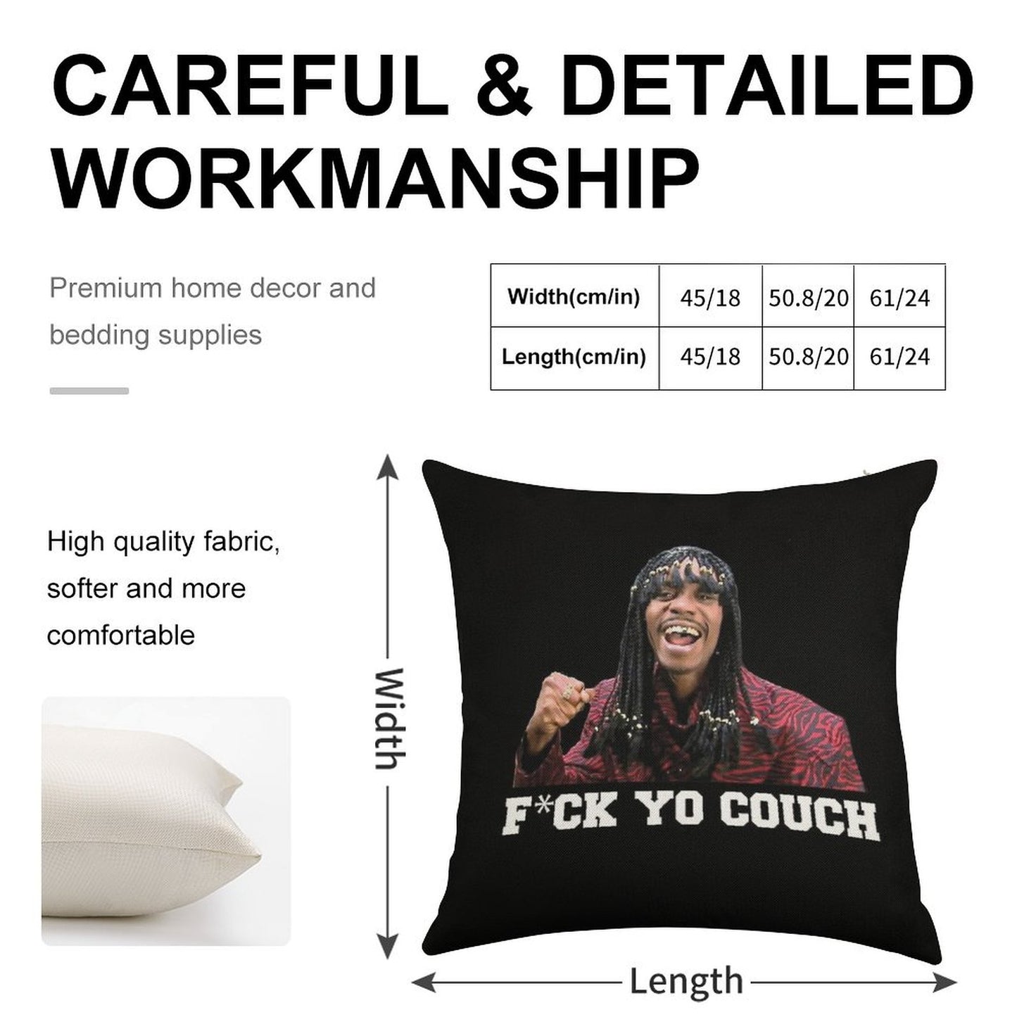 Fck Yo Couch Linen Throw Pillow Cover