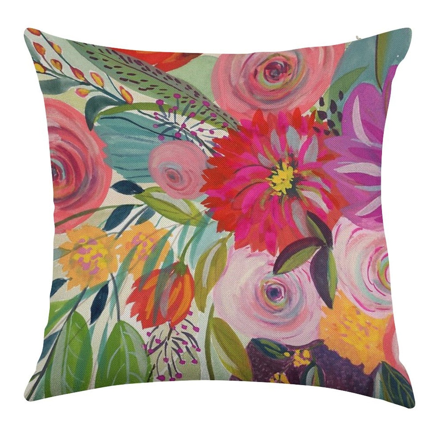 Hope Blooms Linen Throw Pillow Cover