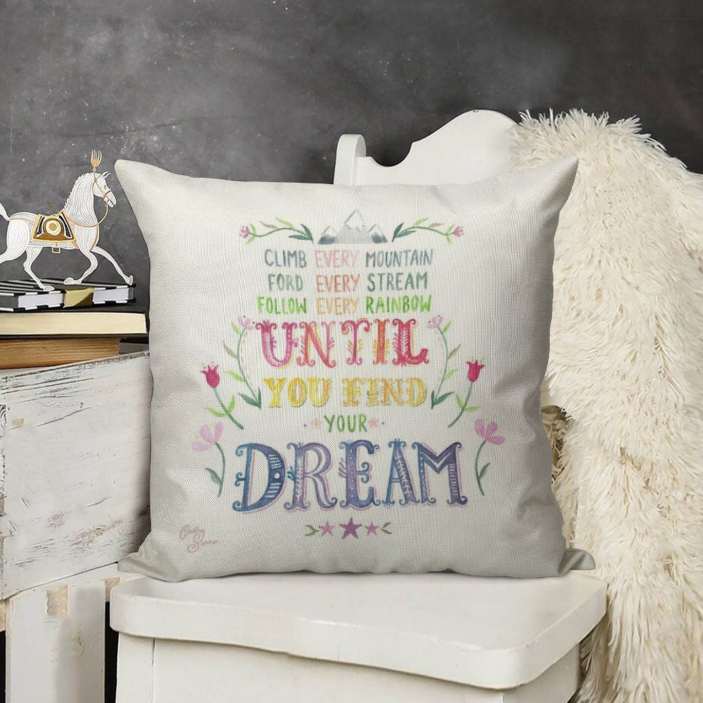 Sound of Music Climb Every Mountain Linen Throw Pillow Cover