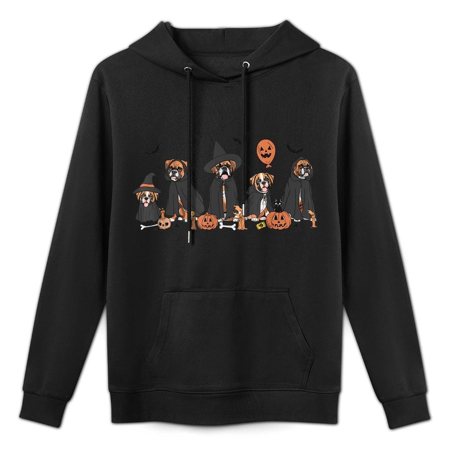 Five Witch Boxer Dog Halloween Boxer Dog Spooky Season Women Cotton-Polyester Blend Hoodie