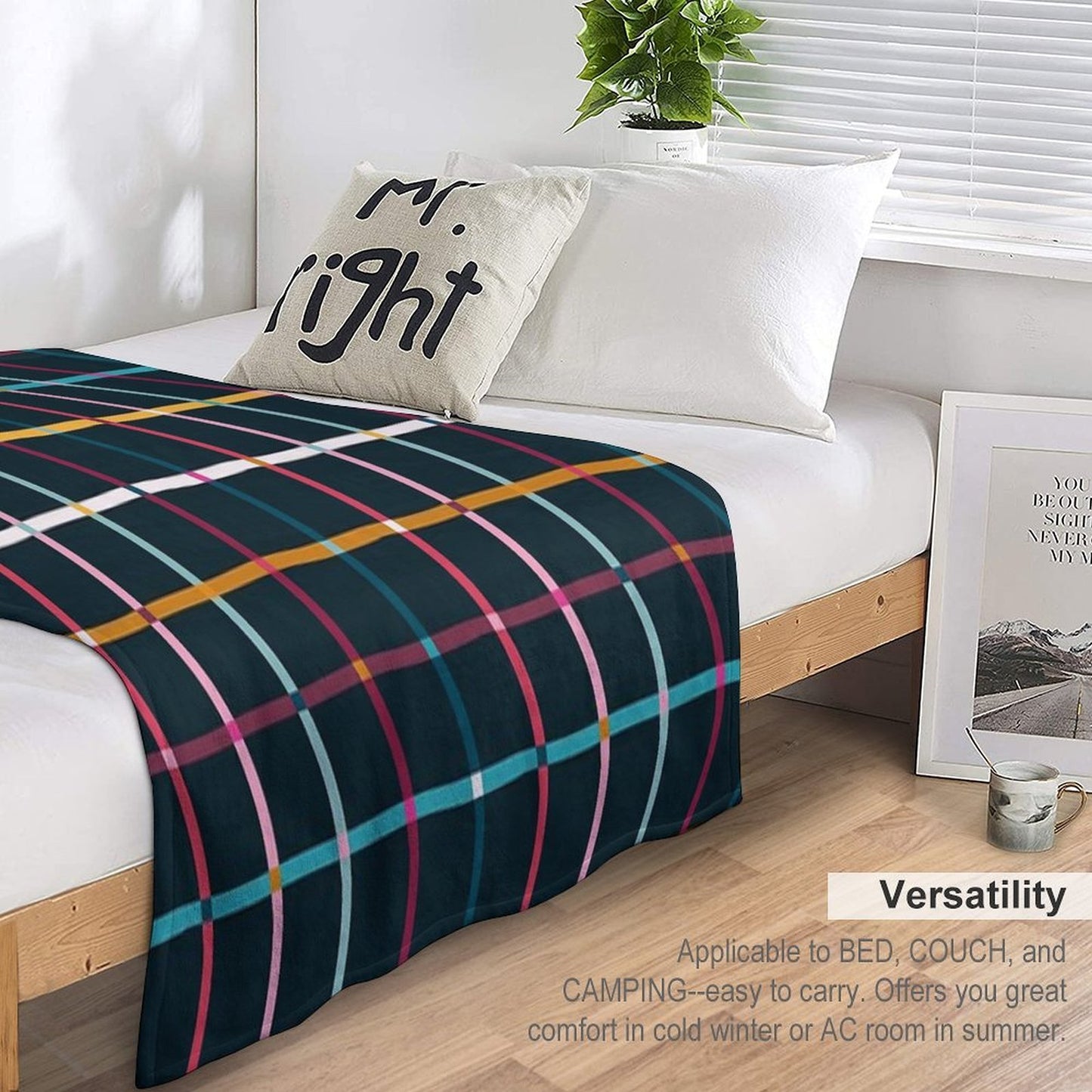Hand Drawn Plaid Pattern Throw Blanket