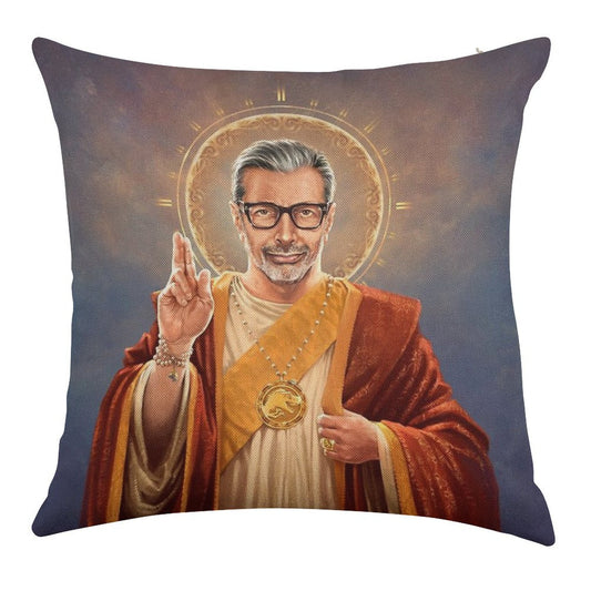 Saint Jeff of Goldblum, Jeff Goldblum Original Religious Painting Linen Throw Pillow Cover