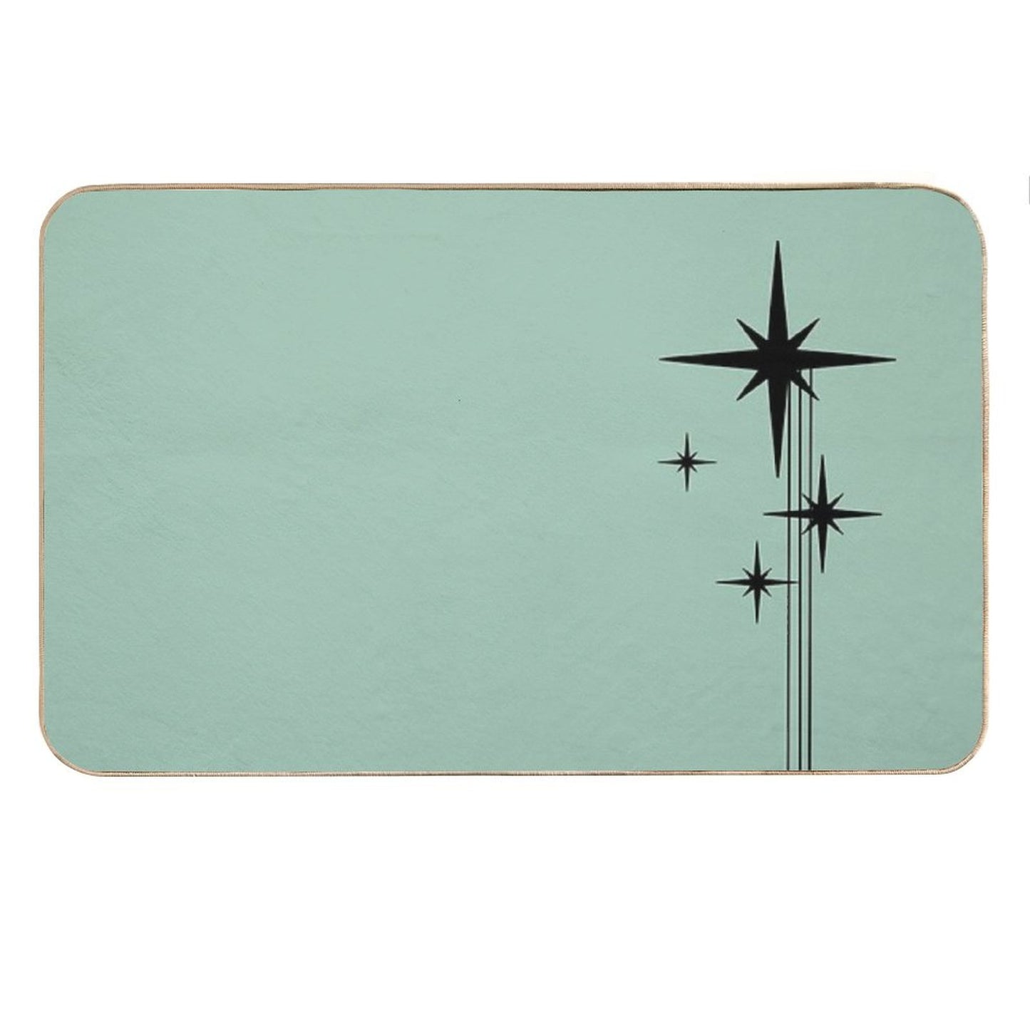 1950s Atomic Age Retro Starburst in Mint Green And Black Bath Mat