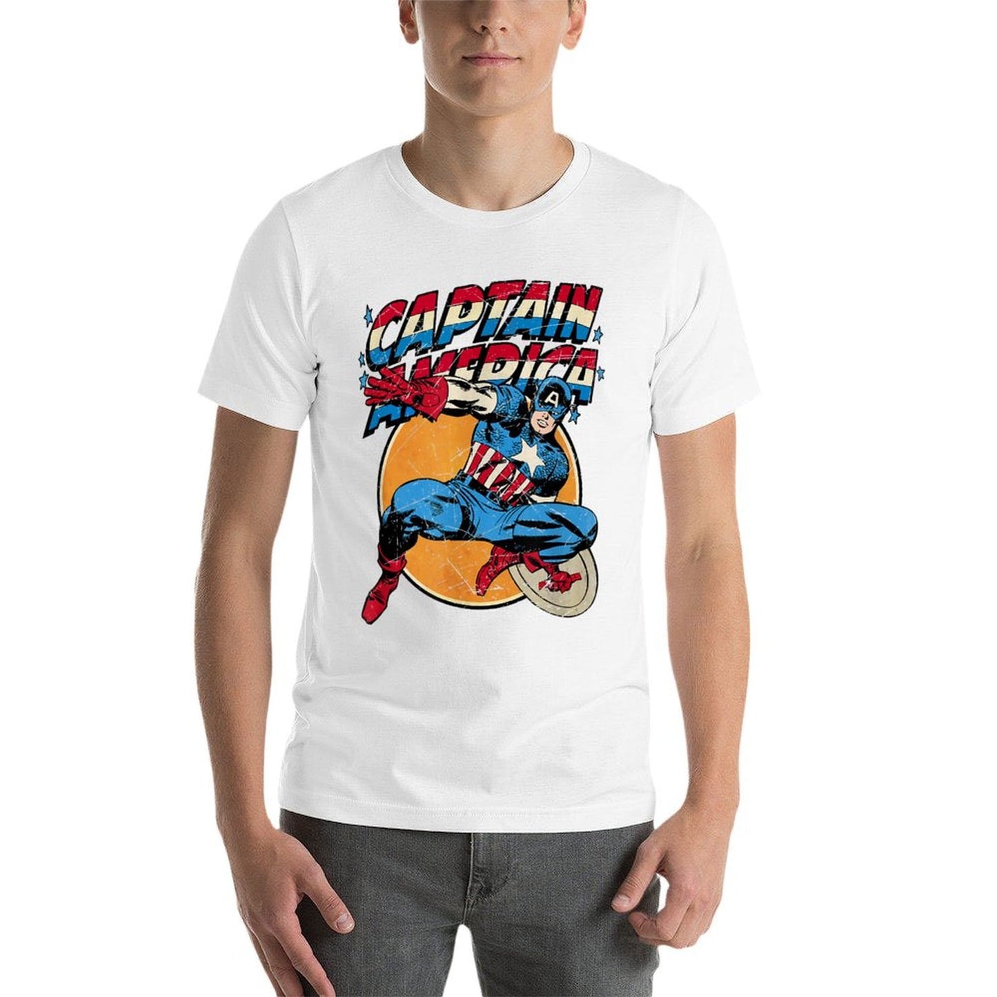 Marvel Avengers Vintage Captain America Avengers Comic Oversized Silhouette T-Shirt