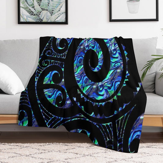 New Zealand Māori Paua Tattoo Koru Design Throw Blanket