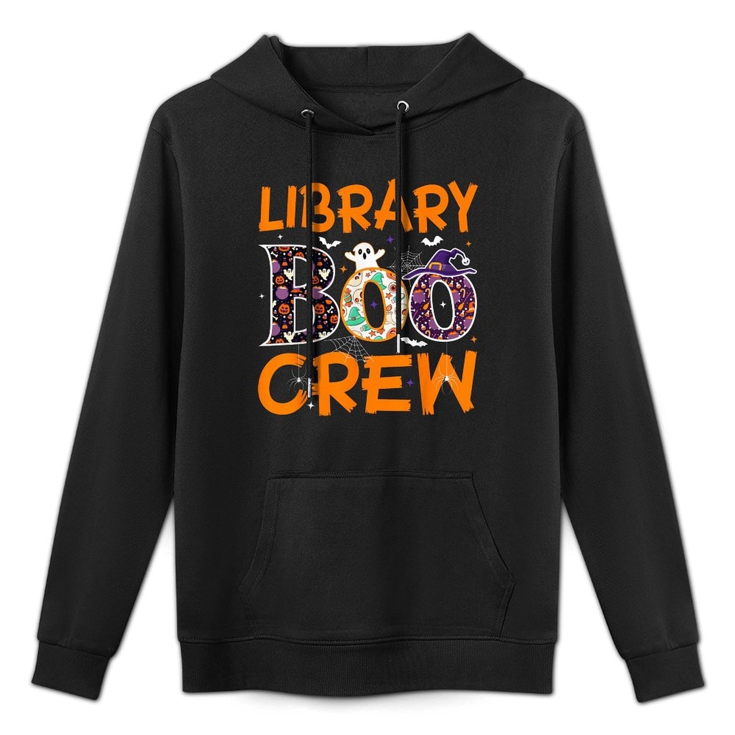 Library Boo Crew Book Lovers Funny Halloween Library Ghost Cotton-Polyester Blend Hoodie