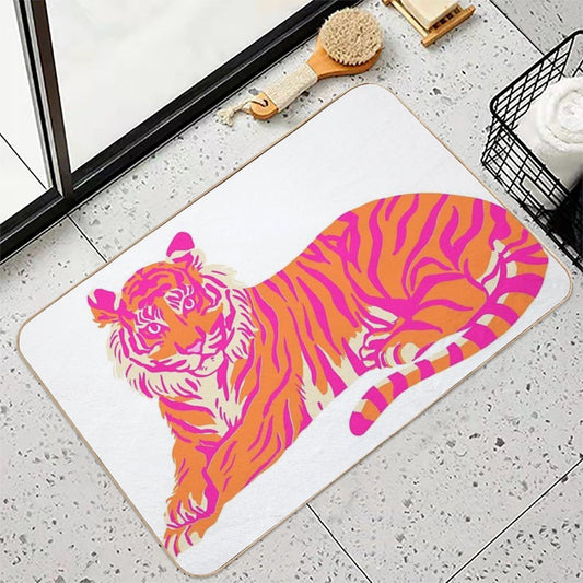 Pink And Orange Tiger Bath Mat