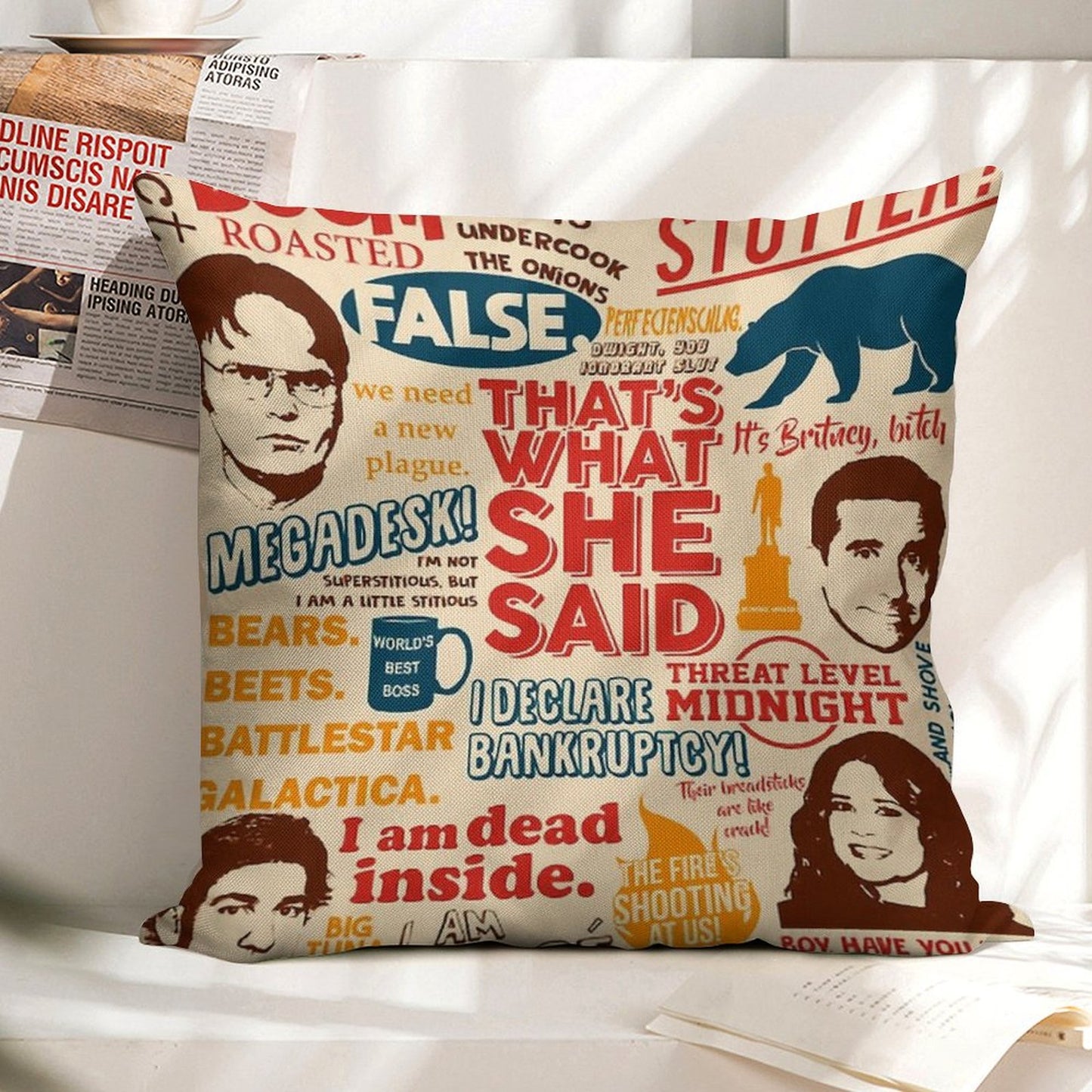 All The Best Quotes from The Office - That's What She Said! Linen Throw Pillow Cover