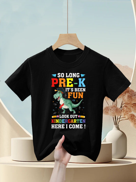 So Long Pre-K Graduation Kindergarten Here I Come Dinosaur Kids T-Shirt