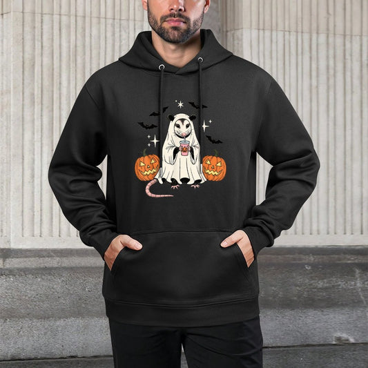 Spooky Possum Ghost Pumpkin Halloween Funny Cute Colorfast Hoodie