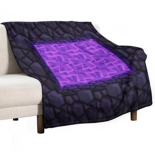 Obsidian Nether Portal - PureBDcraft Throw Blanket