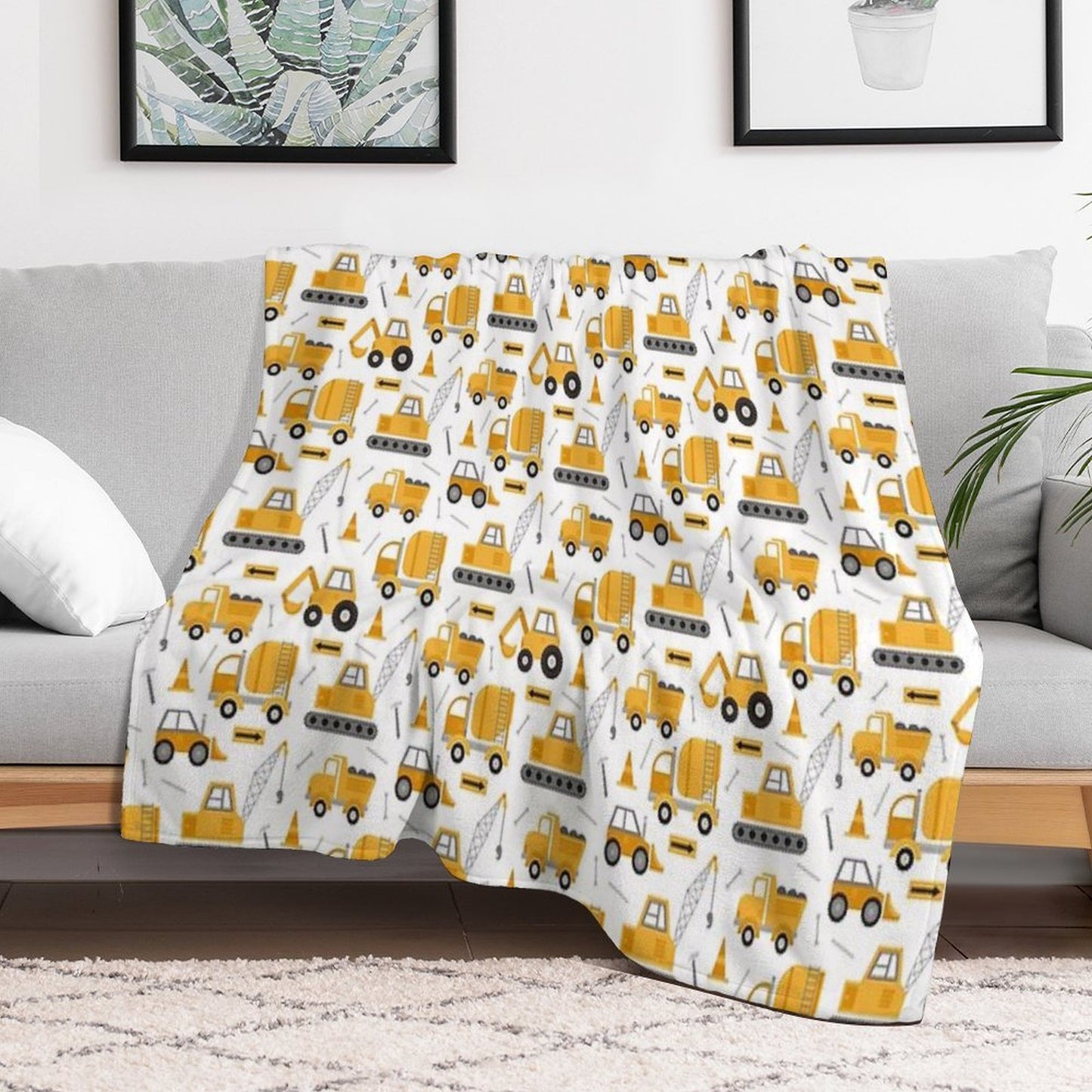 Construction Trucks Throw Blanket