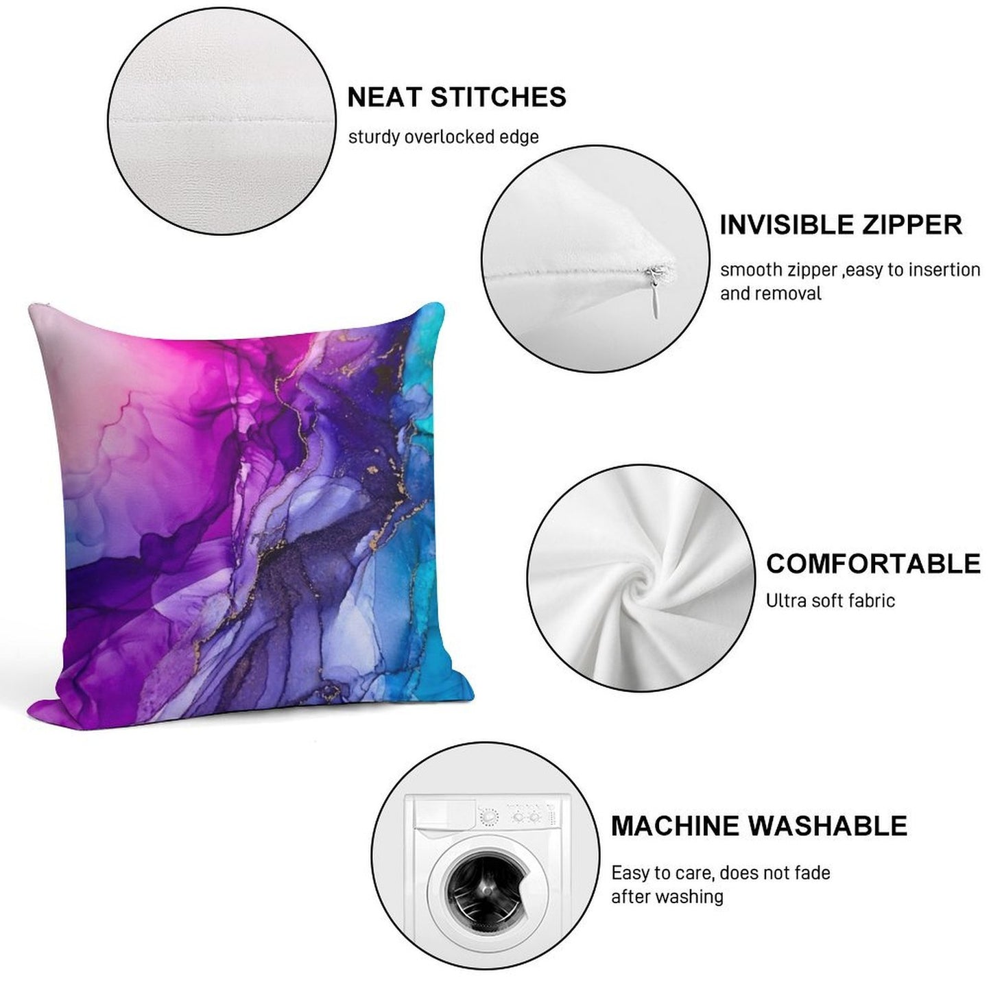 Abstract Vibrant Rainbow Ombre Soft Home Decor Throw Pillow