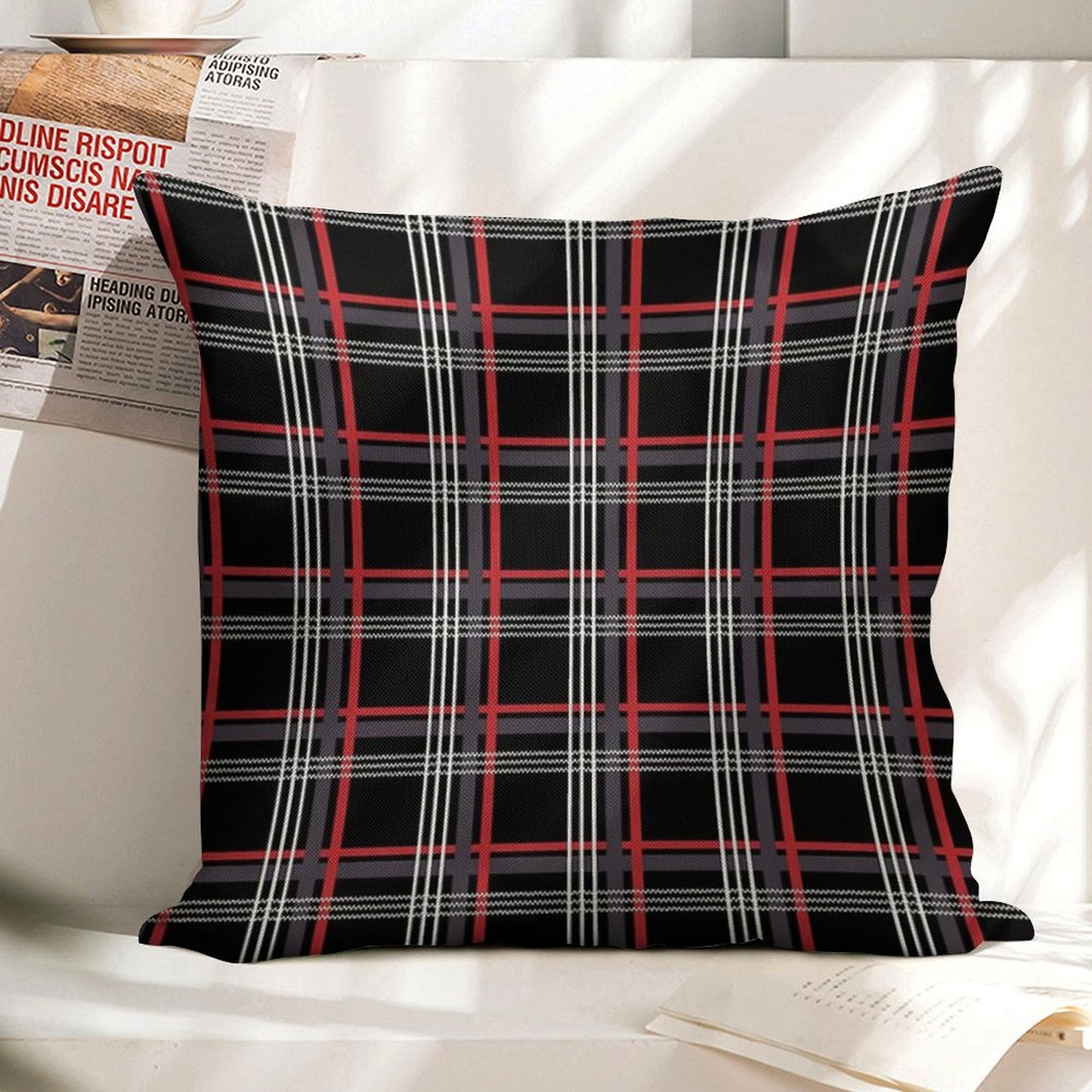 GTi Tartan Linen Throw Pillow Cover