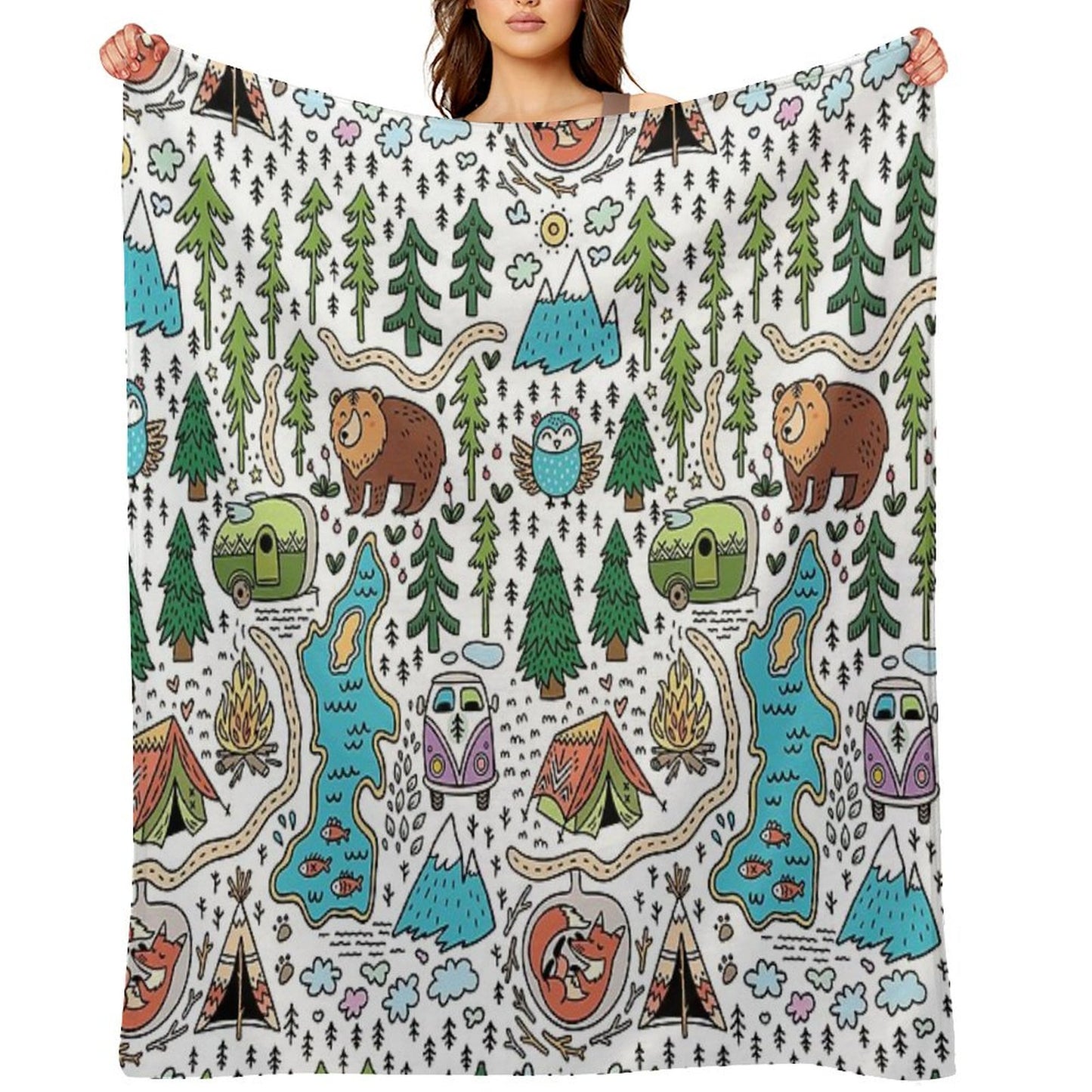 Happy Map Throw Blanket