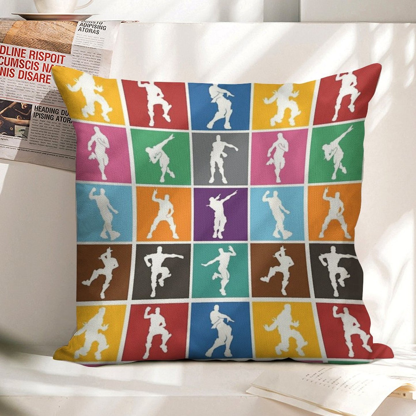 Battle Royale Victory Dance Rainbow Lattice Funny Linen Throw Pillow Cover