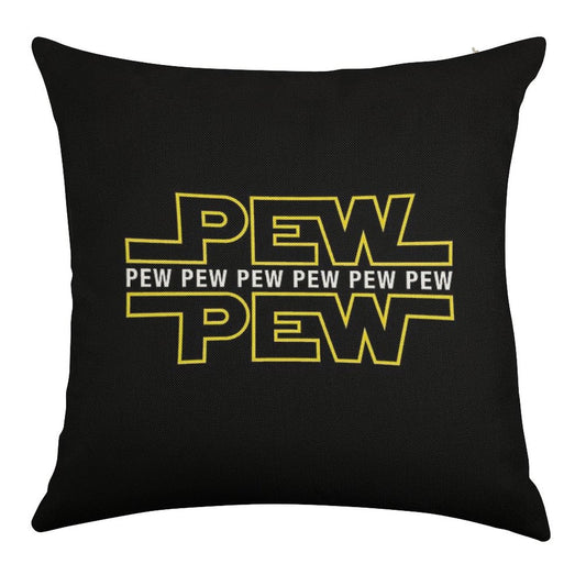 Pew Pew Pew Linen Throw Pillow Cover