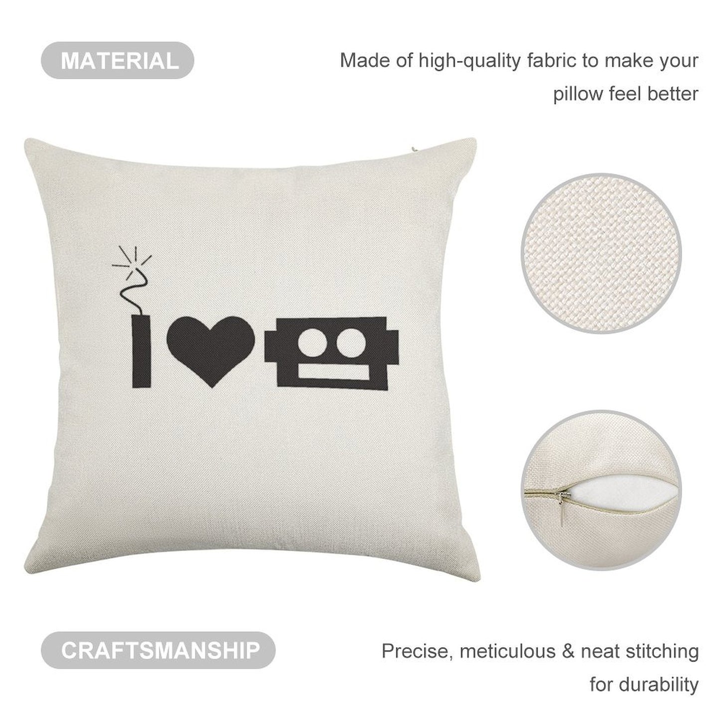 I LOVE ROBOTS THROW PILLOW Linen Throw Pillow Cover