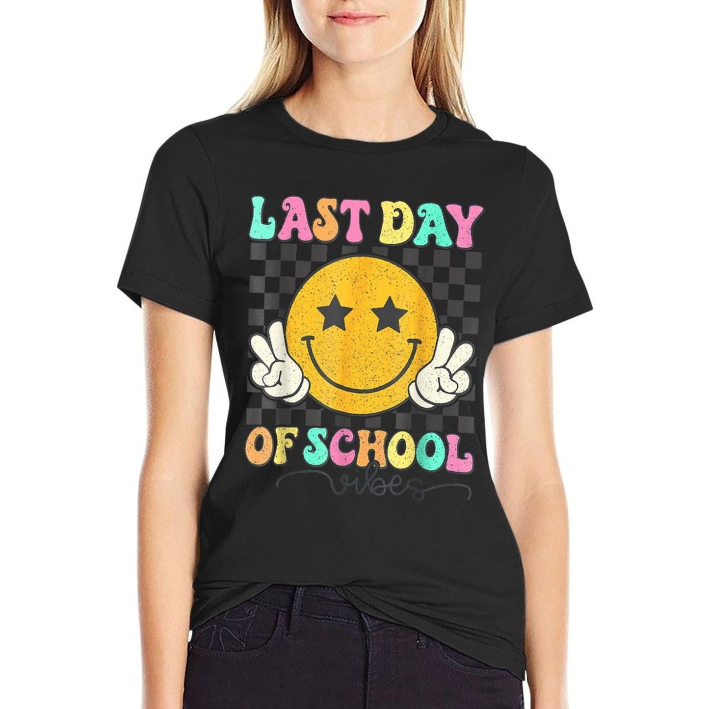 Last Day Of School Vibes Cute End Of School Kids Girls Breathable T-Shirt
