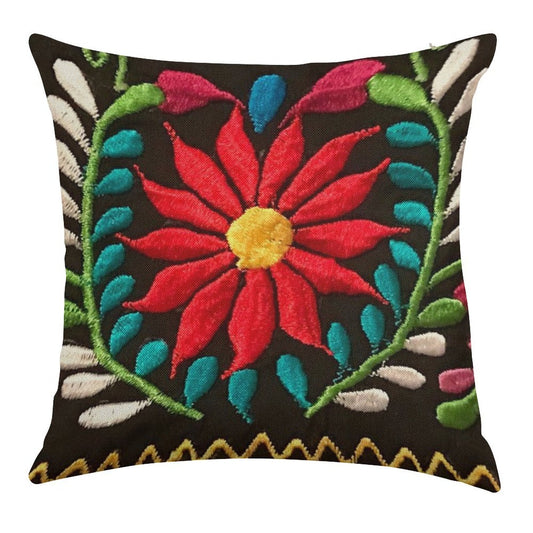 Spanish Flowers Linen Throw Pillow Cover