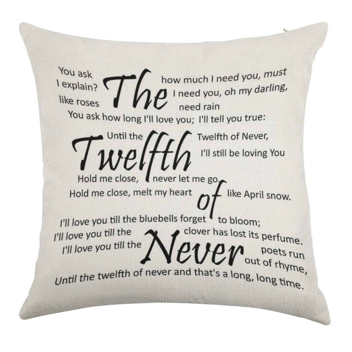 The Twelfth of Never Linen Throw Pillow Cover