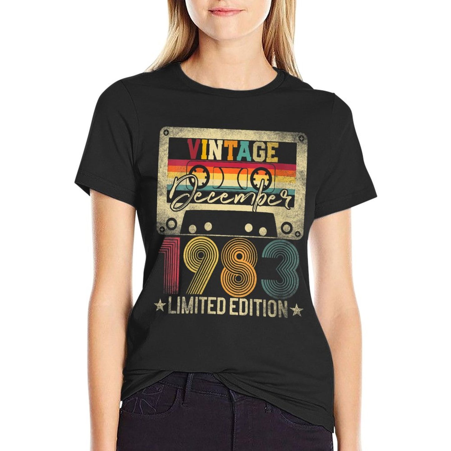 Womens December 1983 40th Birthday Gift Limited Edition Vintage Oversized Silhouette T-Shirt