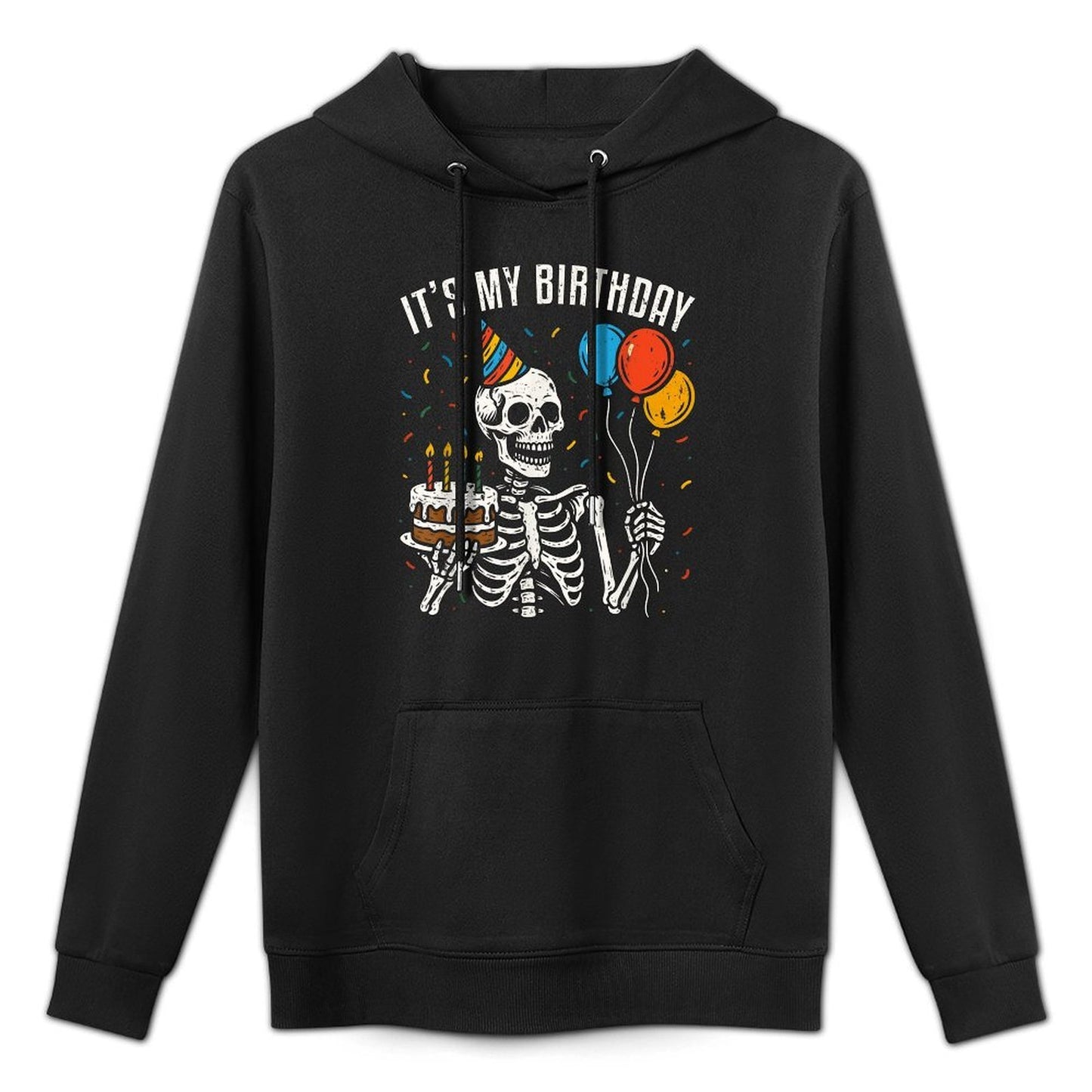 Its My Birthday Skeleton Spooky Halloween Birthday Party Kangaroo Pocket Hoodie