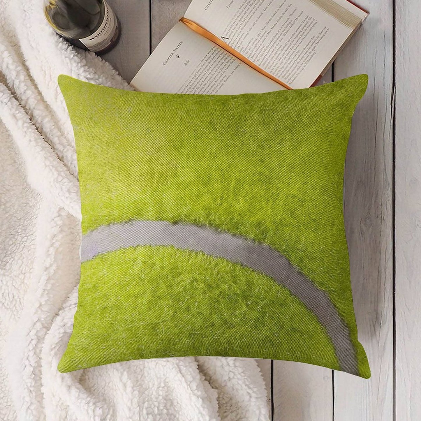 MAN CAVE THROW PILLOW SERIES - TENNIS BALL Linen Throw Pillow Cover