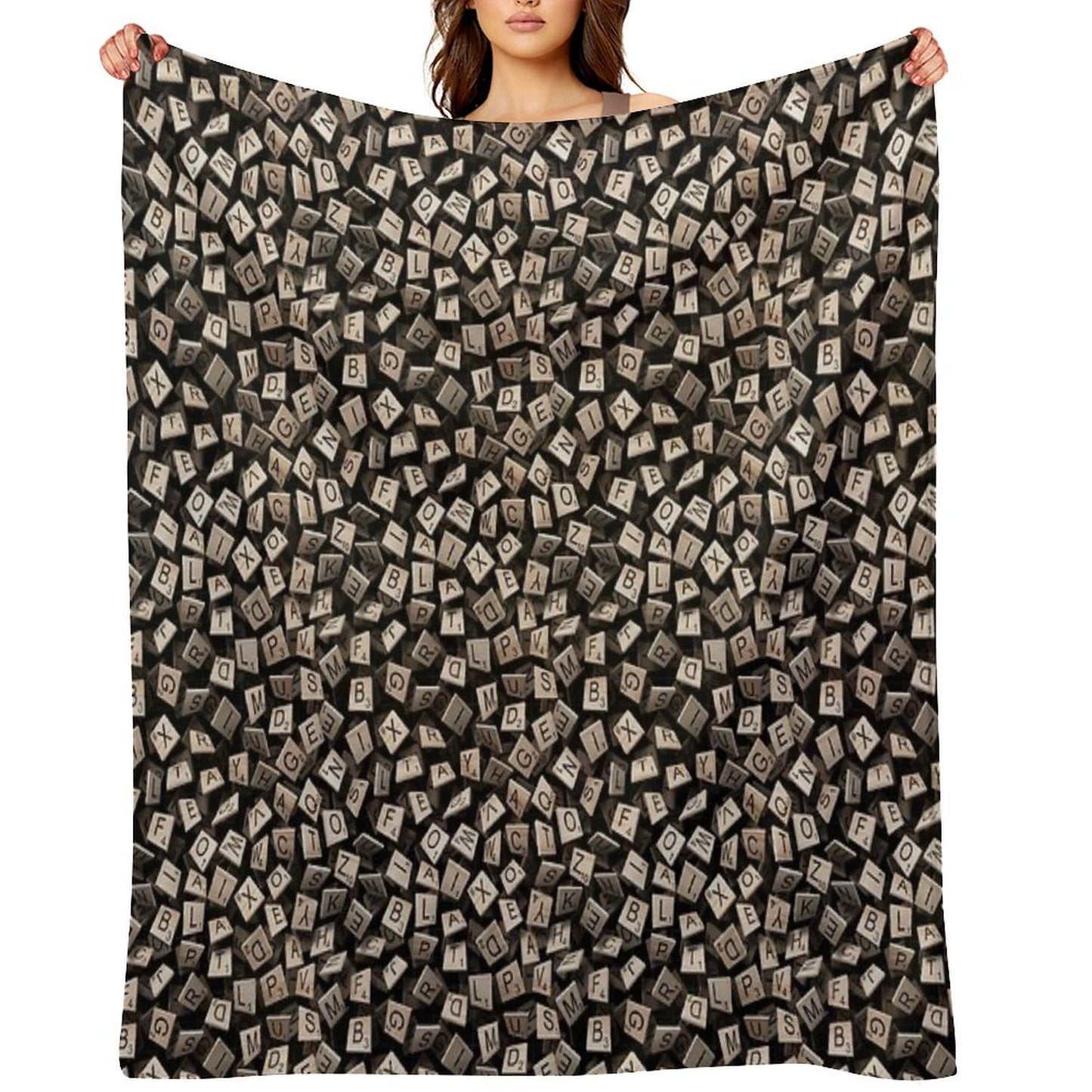Scrabble Tile Madness Pattern Throw Blanket