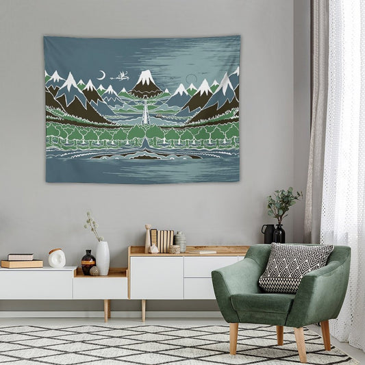 Forest Mountain Path in The Style of J.R.R.Tolkien Tapestry