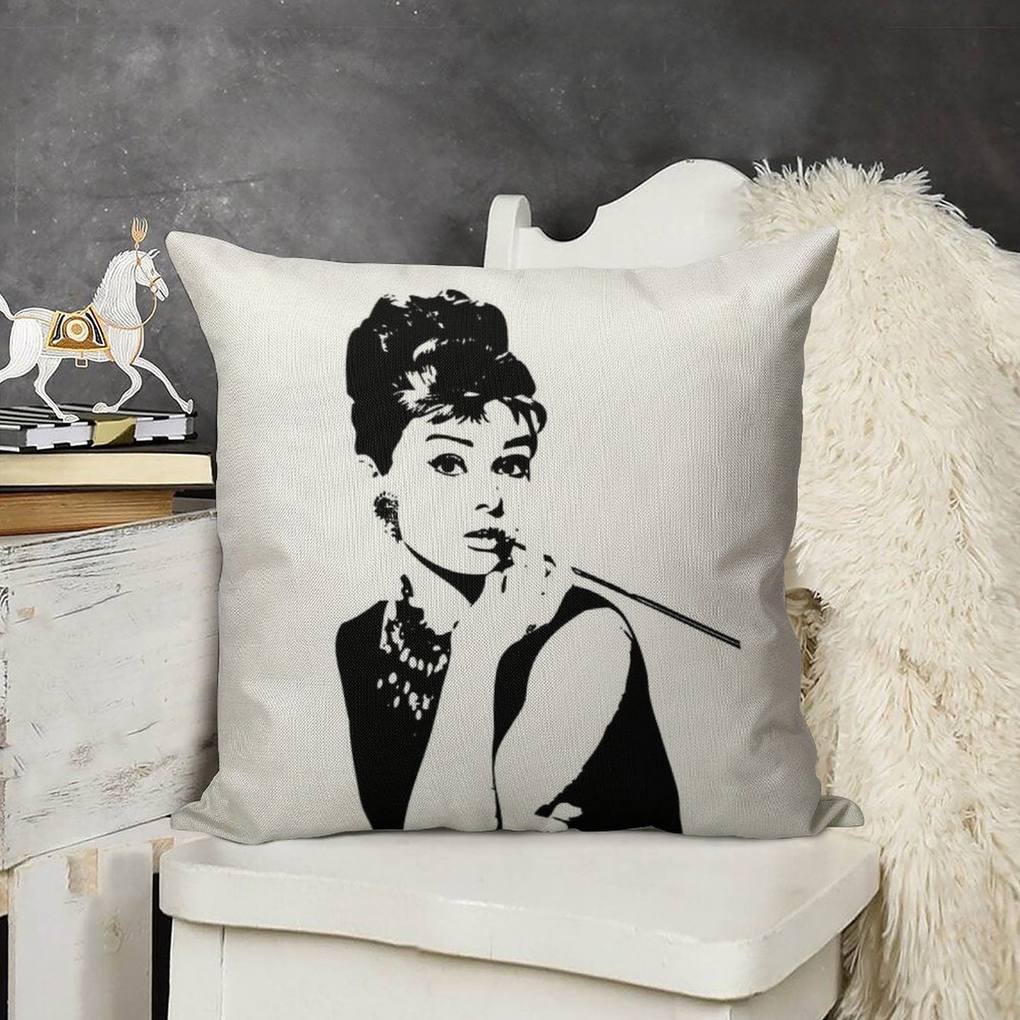 Audrey Hepburn - An Icon Linen Throw Pillow Cover