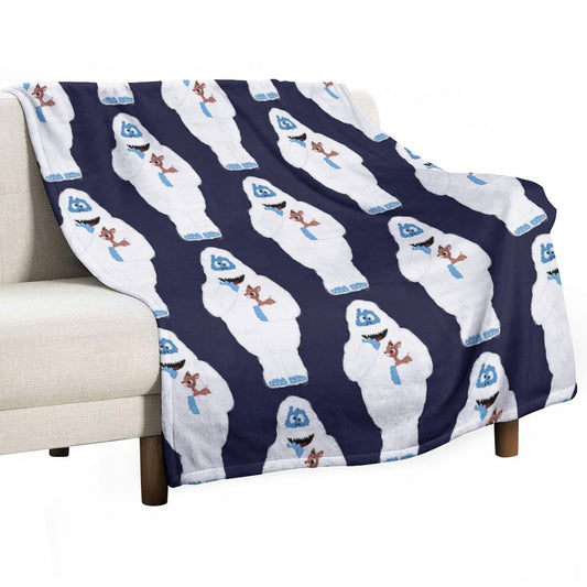 Classic Christmas Abominable Snowman with Rudolph © GraphicLoveShop Throw Blanket