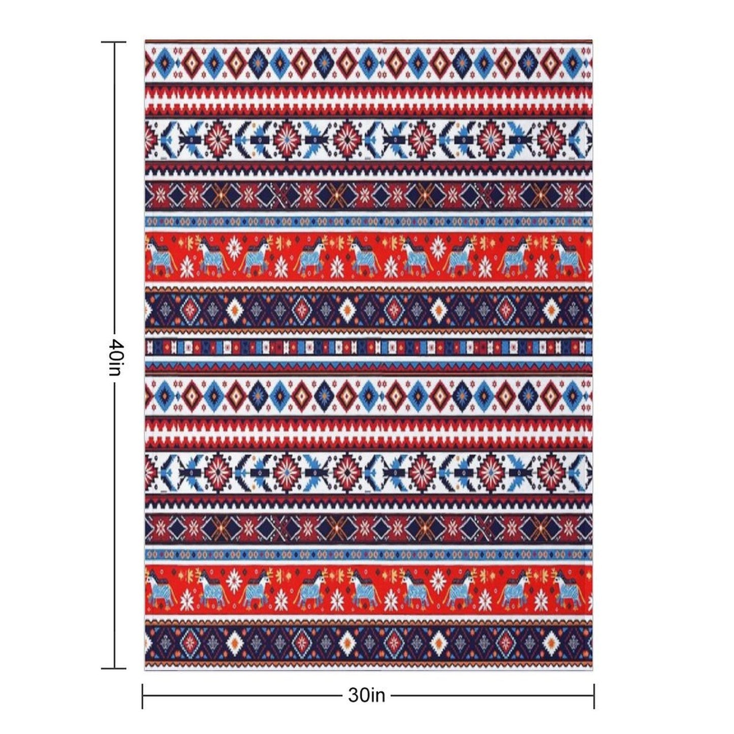 Swedish Norwegian Folk Art – Colorful Nordic Tribal Pattern Throw Blanket