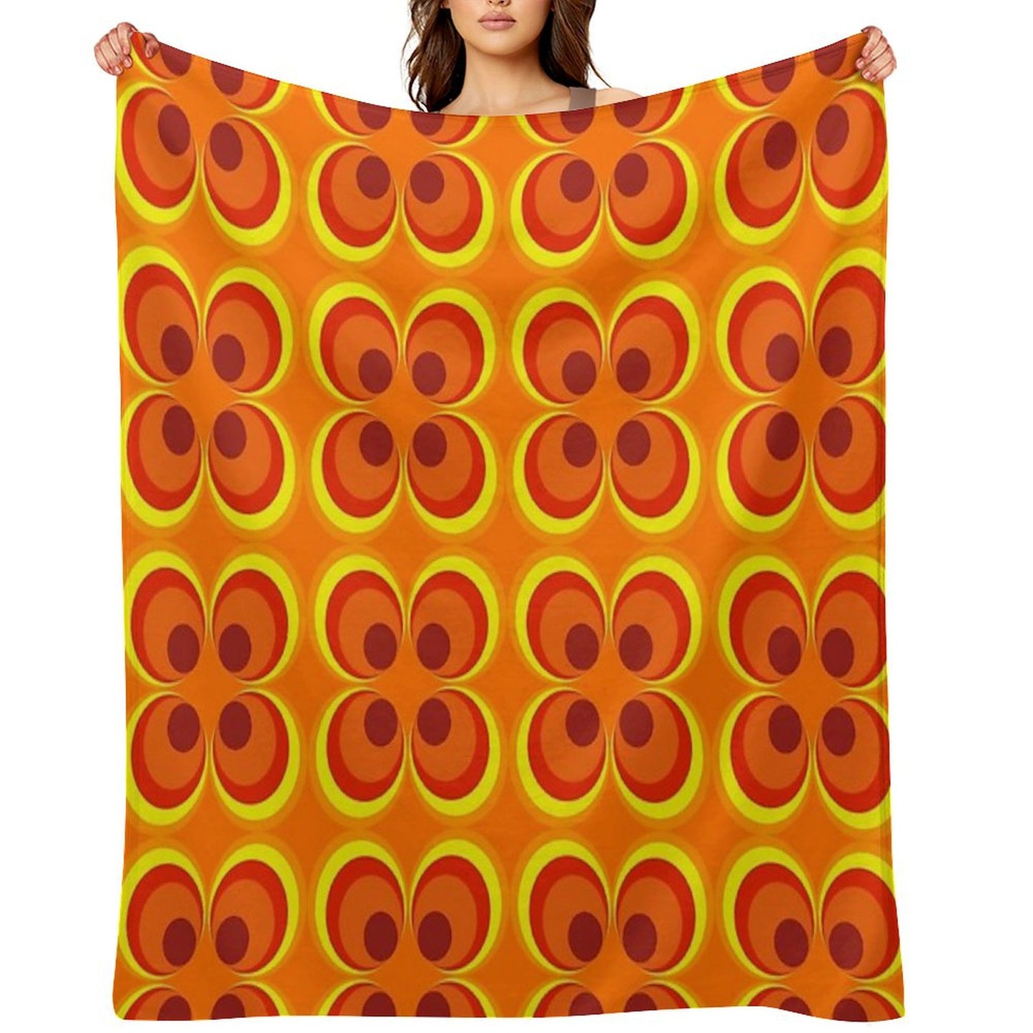 1970s Burnt Orange Retro Design Throw Blanket