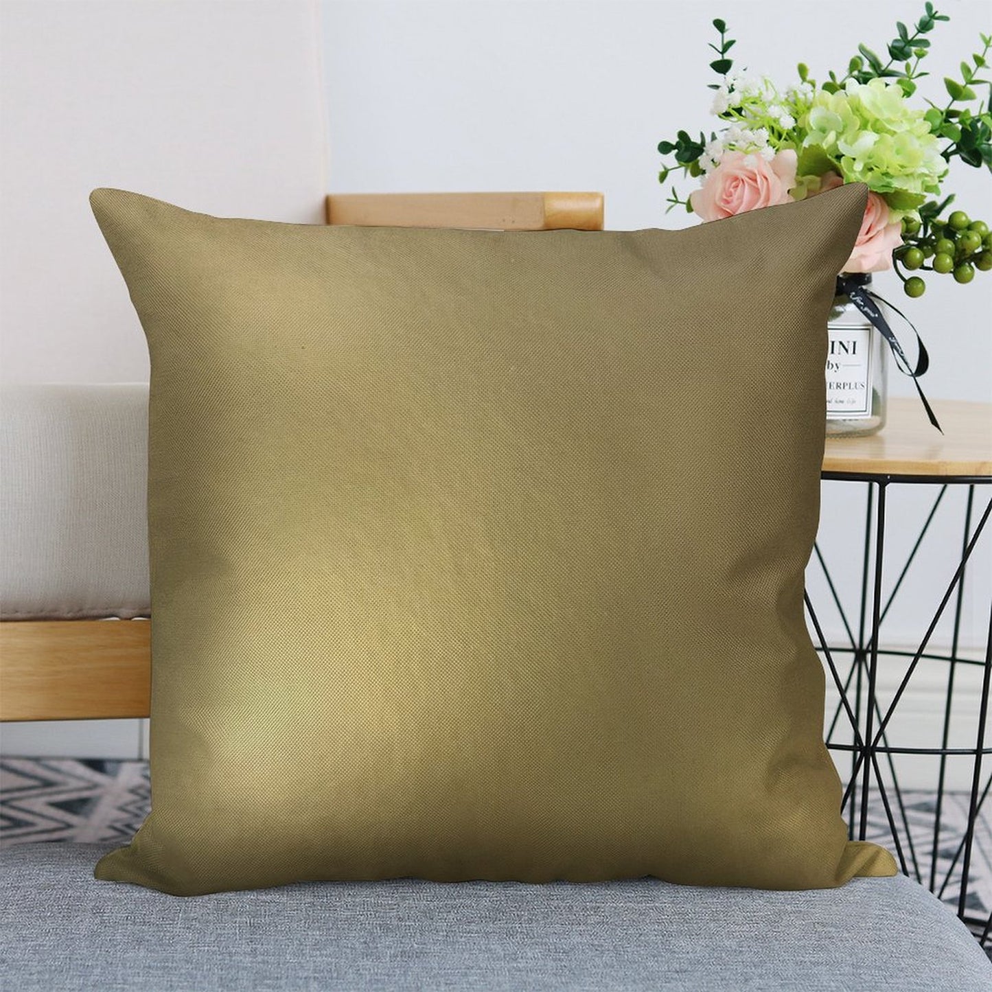 Metallic Gold Linen Throw Pillow Cover