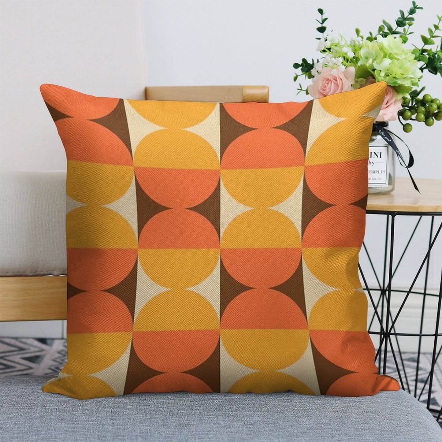 Mid Century Modern Geometric Abstract Pattern 727 Linen Throw Pillow Cover