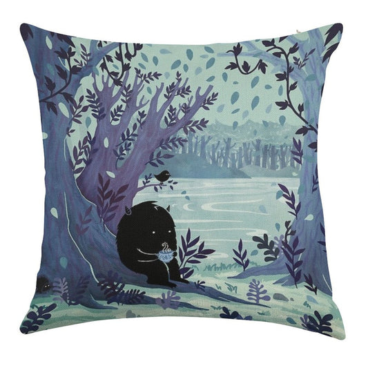 A Quiet Spot of Tea Linen Throw Pillow Cover