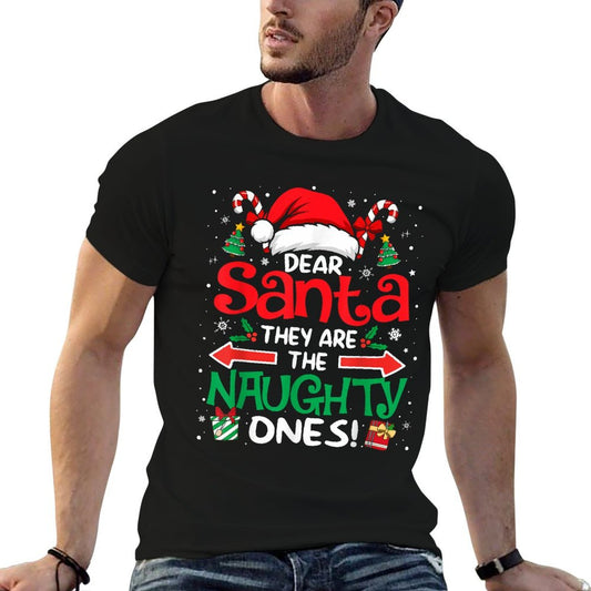Dear Santa They Are The Naughty Ones Funny Christmas Polyester Blend T-Shirt