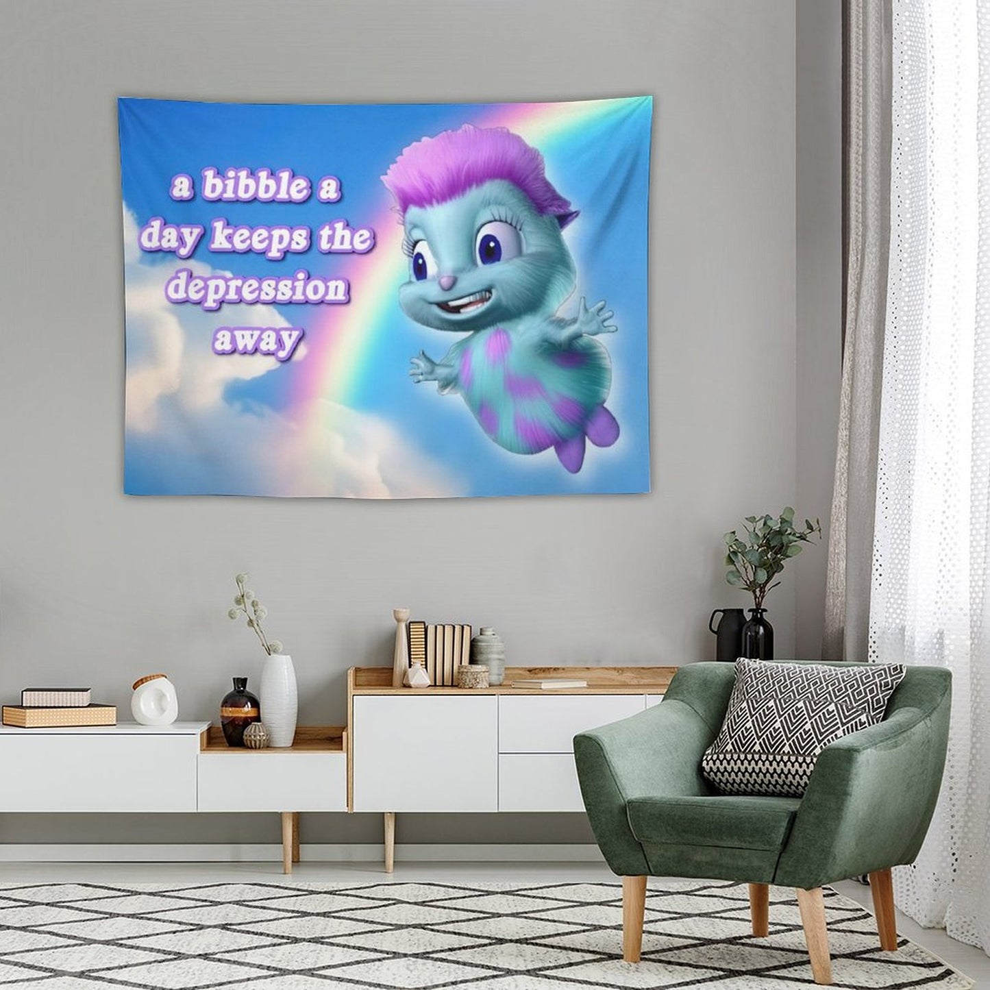 A Bibble A Days Keeps The Depression Away Tapestry