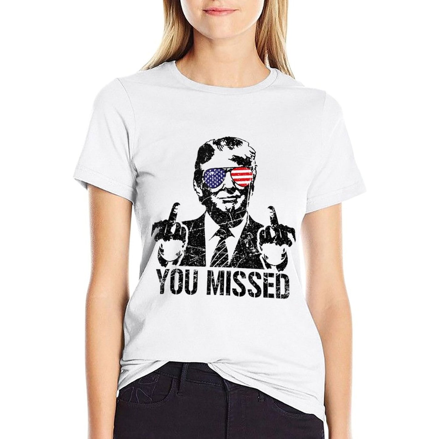 You Missed Trump 2024 Missed Me Tee Oversized Silhouette T-Shirt