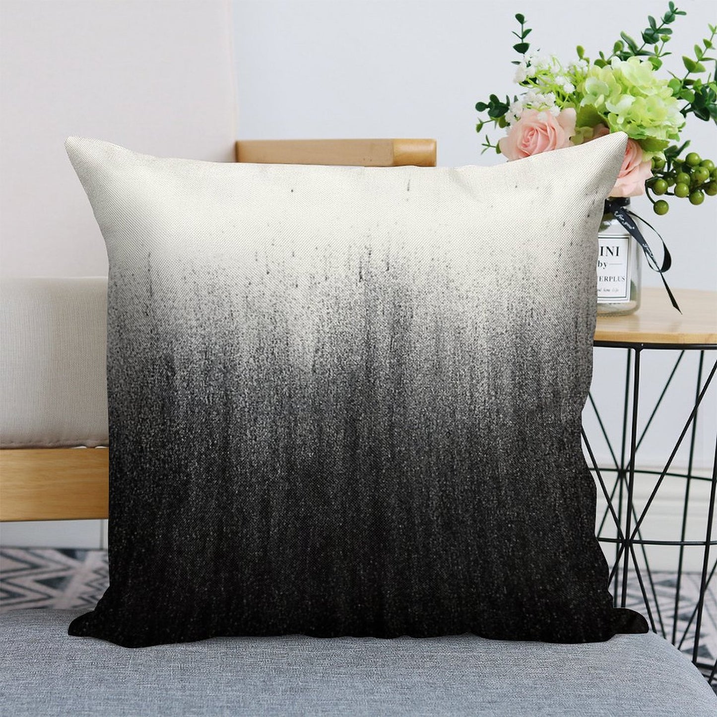 Charcoal Ombré Linen Throw Pillow Cover