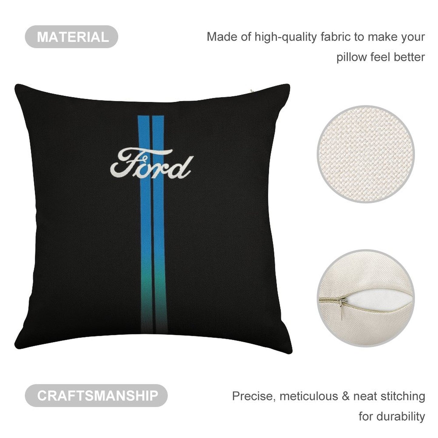 Retro Ford Stripes Linen Throw Pillow Cover