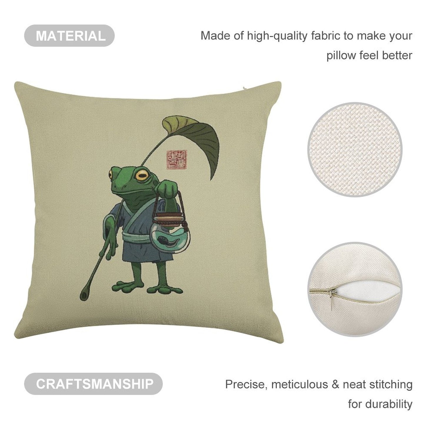 A Frog And His Son Linen Throw Pillow Cover